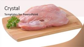  Presentation with cutting board - Beautiful presentation design featuring raw skinless chicken thighs backdrop and a  colored foreground