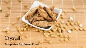  Presentation with alternative - Beautiful theme featuring raw soy meat alternative food backdrop and a yellow colored foreground