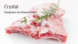  Presentation with ribs - Beautiful presentation theme featuring raw spare ribs with rosemary backdrop and a sky blue colored foreground
