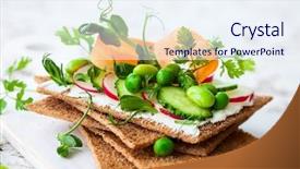  Presentation with healthy - Slide set featuring raw spring vegetables on crisp background and a sky blue colored foreground
