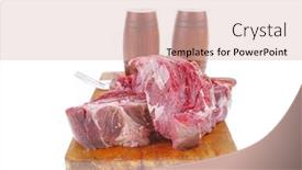  Presentation with cutlery - Amazing slides having raw-steak-ready-to-prepare backdrop and a lemonade colored foreground