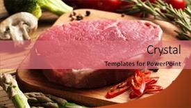  Presentation with green and wood - PPT layouts featuring raw steak with green asparagus background and a  colored foreground