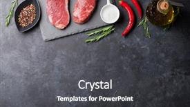  Presentation with table salt - PPT theme featuring raw striploin steak with rosemary background and a dark gray colored foreground
