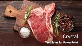  Presentation with boned t bone steak cow - Audience pleasing presentation design consisting of raw-t-bone-beef-steak backdrop and a tawny brown colored foreground