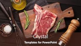  Presentation with cutting board - Audience pleasing presentation consisting of raw-t-bone-beef-steak backdrop and a tawny brown colored foreground