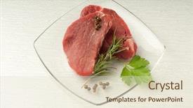  Presentation with tenderloin - PPT theme having raw tenderloin background and a lemonade colored foreground