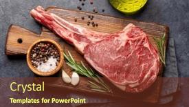  Presentation with grilling - Presentation theme with raw-tomahawk-beef-steak-asparagus background and a tawny brown colored foreground