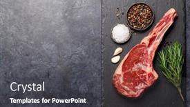  Presentation with grilling - Slide set consisting of raw-tomahawk-beef-steak background and a dark gray colored foreground