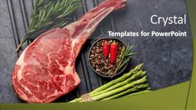  Presentation with grilling - Slides with raw-tomahawk-beef-steak background and a gray colored foreground