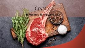  Presentation with grilling - Slide set consisting of raw-tomahawk-beef-steak background and a coral colored foreground