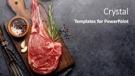  Presentation with grilling - Slides enhanced with raw-tomahawk-beef-steak background and a gray colored foreground