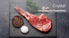  Presentation with grilling - PPT theme enhanced with raw-tomahawk-beef-steak background and a gray colored foreground