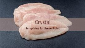  Presentation with space wormhole or black - Presentation theme featuring raw-traditional-chicken-escalope-filets background and a soft green colored foreground