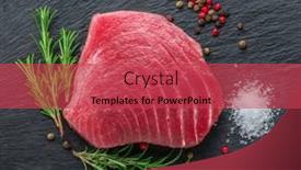  Presentation with fish tuna - Presentation theme having raw-tuna-fish-steak background and a red colored foreground