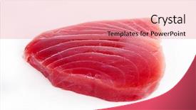  Presentation with fish tuna - Slide set consisting of raw tuna fish background and a coral colored foreground