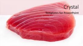  Presentation with tuna fish - Beautiful PPT layouts featuring raw tuna fish backdrop and a coral colored foreground