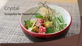  Presentation with tuna - Theme with raw-tuna-poke-bowl background and a soft green colored foreground