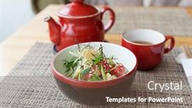  Presentation with tuna - Beautiful theme featuring raw-tuna-poke-bowl backdrop and a tawny brown colored foreground