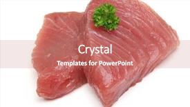  Presentation with tuna can - Presentation theme enhanced with raw tuna steaks on white background and a coral colored foreground