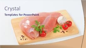  Presentation with cutting board - PPT layouts consisting of raw-turkey-breast-with-tomatoes background and a sky blue colored foreground