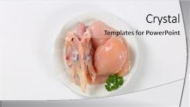  Presentation with white plate - Colorful PPT layouts enhanced with raw turkey breasts and chest backdrop and a  colored foreground
