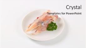  Presentation with white marble plate marble - Theme having raw turkey chest on white background and a  colored foreground