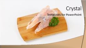  Presentation with cutting board - Audience pleasing PPT layouts consisting of raw turkey chest on wooden backdrop and a  colored foreground