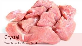  Presentation with raw meat - PPT layouts having raw turkey meat isolated background and a coral colored foreground