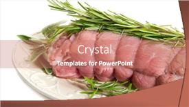  Presentation with veal - Amazing PPT theme having raw veal rolled up backdrop and a coral colored foreground