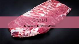  Presentation with veal - Presentation with raw-veal-spare-loin-ribs background and a coral colored foreground