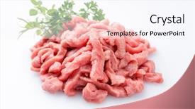  Presentation with veal - Audience pleasing presentation theme consisting of raw veal strips for traditional backdrop and a sky blue colored foreground