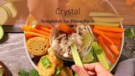  Presentation with dip - Presentation with raw-vegetables-and-dipping-sauce background and a red colored foreground