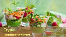  Presentation with appetizer - Beautiful theme featuring raw vegetables and green backdrop and a tawny brown colored foreground
