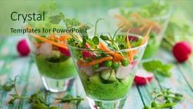  Presentation with appetizer - Cool new theme with raw vegetables and green backdrop and a mint green colored foreground