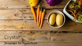  Presentation with composting - PPT layouts having raw-vegetables-and-vegetable-waste background and a coral colored foreground