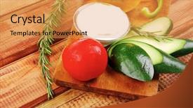  Presentation with border organic vegetables on wood - PPT layouts consisting of raw vegetables served on wood background and a  colored foreground