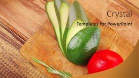  Presentation with wood board - Presentation having raw vegetables served on wood cutting board background and a yellow colored foreground