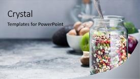  Presentation with beans legumes - PPT layouts with source vegetarian and healthy food background and a light gray colored foreground