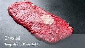  Presentation with wagyu - Slides having raw-wagyu-bavette-aloyau-steak background and a gray colored foreground