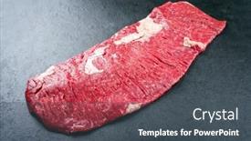  Presentation with wagyu - Presentation theme having raw-wagyu-bavette-beef-steak background and a dark gray colored foreground