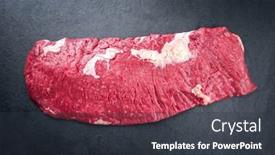 Presentation with wagyu - PPT theme with raw-wagyu-bavette-beef-steak background and a dark gray colored foreground