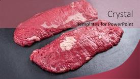  Presentation with wagyu - Presentation theme featuring raw-wagyu-bavette-beef-steak background and a coral colored foreground