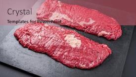  Presentation with wagyu - PPT theme having raw-wagyu-bavette-beef-steak background and a coral colored foreground