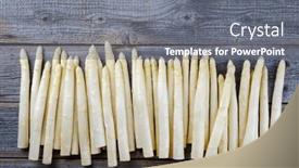  Presentation with wood-gray - Slide deck having raw-white-asparagus-beaded and a gray colored foreground