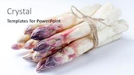  Presentation with asparagus - Presentation theme enhanced with raw-white-asparagus-with-violet background and a sky blue colored foreground
