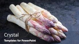  Presentation with asparagus - Amazing PPT theme having raw-white-asparagus-with-violet backdrop and a dark gray colored foreground
