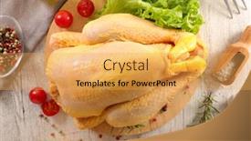  Presentation with chicken - Beautiful PPT theme featuring raw-whole-chicken-and-fresh backdrop and a yellow colored foreground