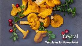  Presentation with healthy-lifestyle - Slide deck having raw-wild-mushrooms-chanterelles background and a  colored foreground