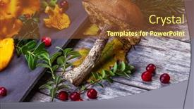  Presentation with healthy lifestyle - Slides enhanced with raw-wild-mushrooms-chanterelles background and a  colored foreground