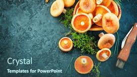  Presentation with saffron - Cool new PPT layouts with raw-wild-saffron-milk-cap backdrop and a ocean colored foreground